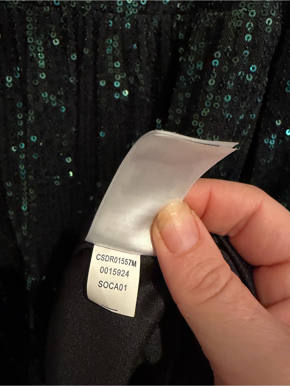 Cable & Gauge NWT Dark Green Sequin Party Dress, V-Neck w/ Long Sleeves, XL - Picture 6 of 11